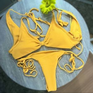 Ribbed Bikini Set - Mustard Yellow